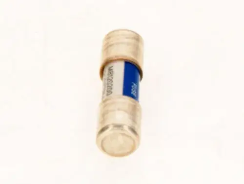 Elektrische Sicherung von Bosch in zylindrischer Form, mit metallischen Enden und blauer Kennzeichnung, auf hellem Hintergrund dargestellt.